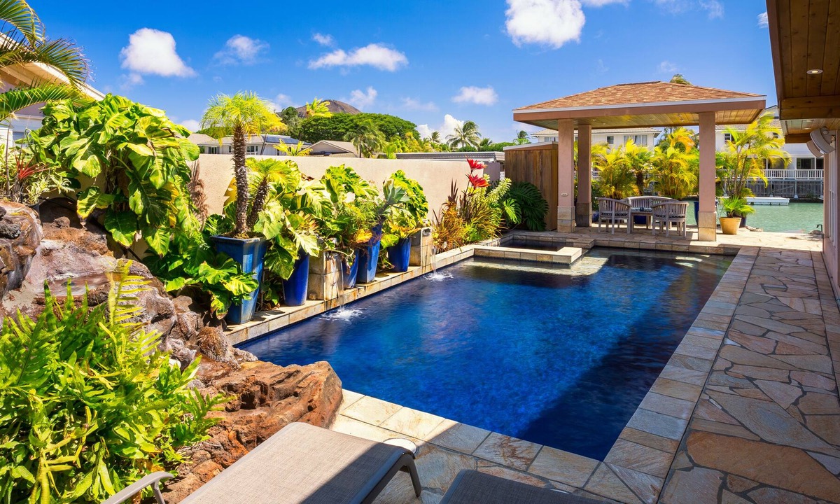 Portlock House | Secluded waterfront home-lava waterfall, saltwater pool, spa, sauna