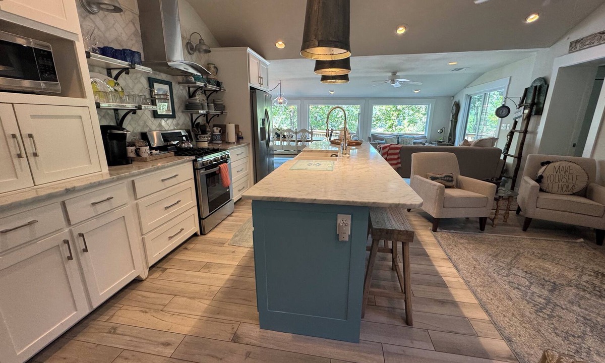Vinita House | Waterfront beauty with dock and fireplace! Check in Bay! New Hot Tub!