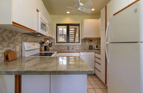 Lihue Condo | Ground Floor Ease w/Lanai, Full Kitchen, Ceiling Fans, WiFi, TV+DVD–Kaha Lani 112