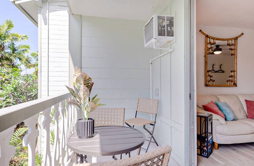 Historic Kailua Village Condo | Remodeled & private studio with WiFi, balcony, & shared pool/hot tub/gas grills