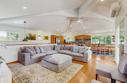 Princeville House | Stunning home , AC, Mtn &waterfall views, 86"TV, walk to beach & golf