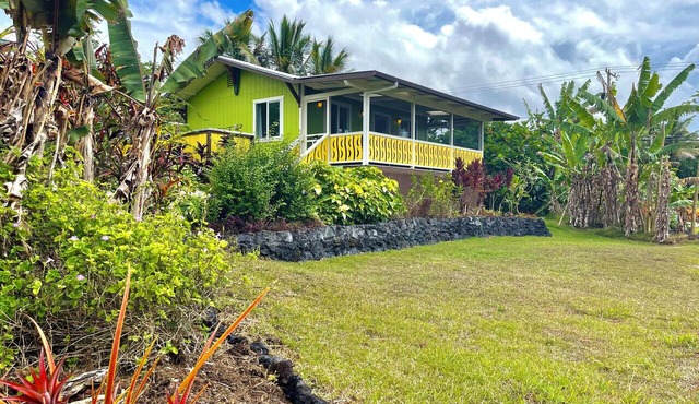 1BR House near Kehena Black Sand Beach small banana farm, quiet, remote area A/C