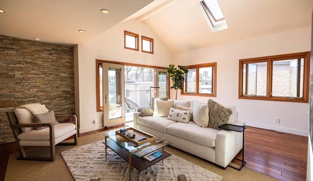 Furnished Playa Del Rey house, ocean views crown three levels in perfect harmony