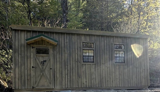 Scenic Off-Grid Cabin Campsite with Brookside Setting Near Townshend, Vermont in West Townshend