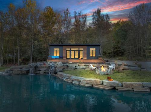 Tiny House on a Waterfall at Private Tiny Lake