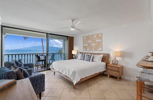 Historic Lahaina Front Street Condo | Beachfront Lahaina Shores 203 | Direct Oceanfront Studio