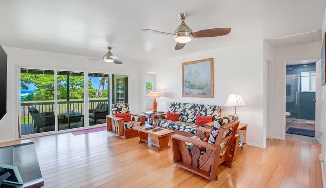 Hale Makai Beachfront Home, AC, Oceanfront on Anahola Bay, TVNC# 5065